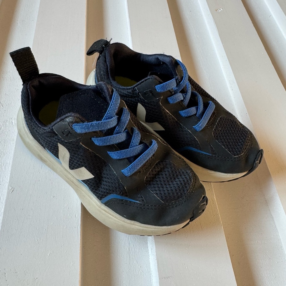 Veja Kids Black and Blue Sneakers